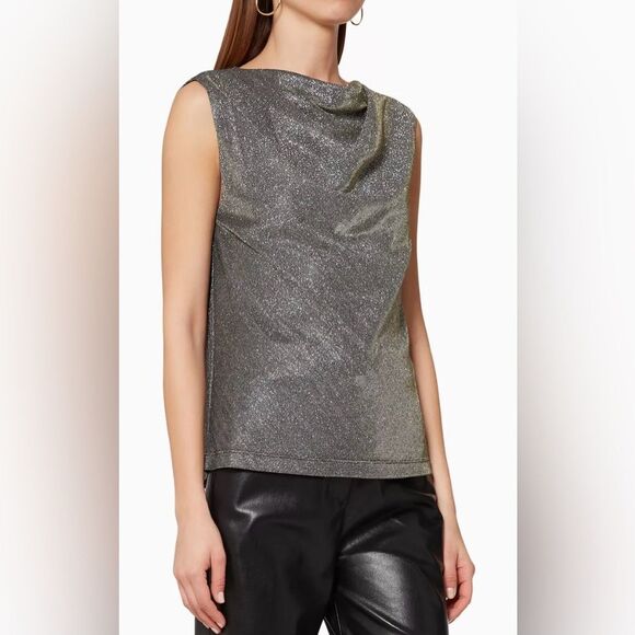 RTA Elegant Silver metallic Sleeveless Top, M - Picture 1 of 13